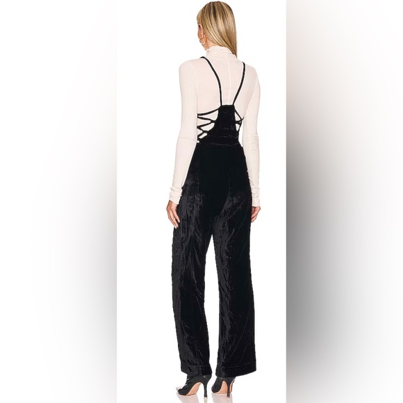NWT Free People Revolve 90’s Forever Overalls in Black with Tie Sides Jumpsuit - Picture 3 of 12